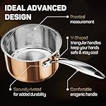 Whole Tri-ply 18/10 Stainless Steel Cookware Set, 10 Pcs Elegant Copper Pots and Pans Set, Induction Cookware, Frying Pans, Saucepans & Stock Pot with Lid, Ideal Gift for Wedding, Housewarming - Image 4