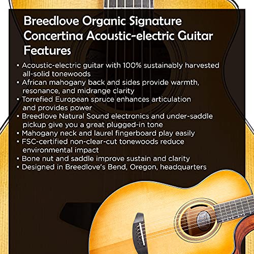 Breedlove Organic Signature Concertina Ce Acoustic-Electric Guitar - Copper Torrefied European Spruce/African Mahogany #TOP6