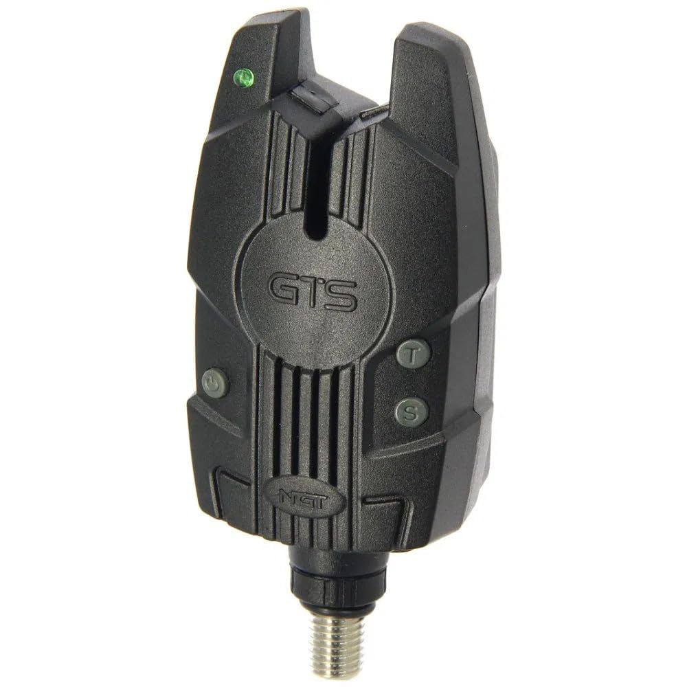 NGT GTS Pro Lot de 3 détecteurs de touche sans fil avec récepteur – Sensibilité, volume et tonalité réglables – Indicateurs LED, fonction mémoire, construction étanche – Matériel de pêche à la carpe
