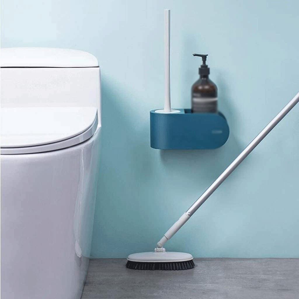 Cepillo de Limpieza Escobilla De Inodoro Y Soporte Escobilla De Inodoro Montada En La Pared Con Estante De Almacenamiento Sin Taladrar Escobilla De Silicona Para Inodoro De Baño Cepillo de Baño