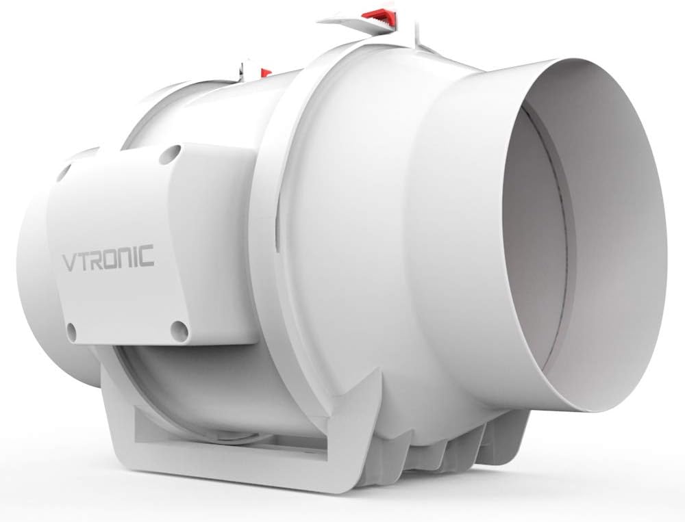 Exhaust Fan Vtronic 6" Mixed Flow Inline Duct Fan Pre-Wired, 320 CFM Speed Controllable Ventilation Fan for Grow Tents/Hydroponics/Heating Cooling Booster