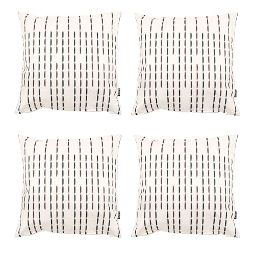 icon Indoor Outdoor Cushions Filled, Boho Collection, Boho Stripe Print, Set of 4, 43cm x 43cm, Water Resistant, Outdoor Cushions for Garden Furniture, Garden, Patio