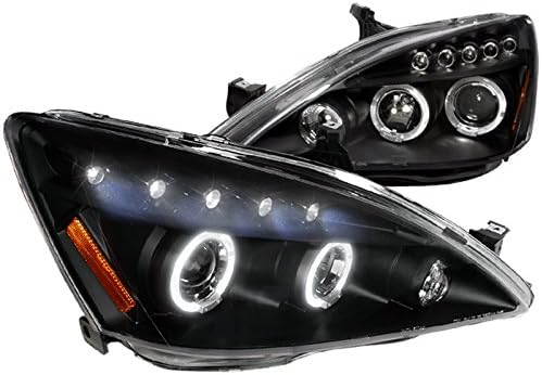 2LHP-ACD03JM-TM Made For And Compatible With Honda Accord Halo Led Projector Headlights Black Pair