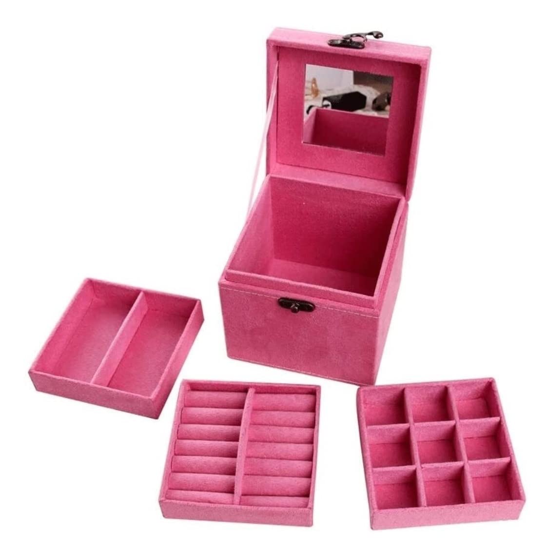 LLXYWJ Expositor de joyería Caja de joyería de Madera portátil Europea Collar Pulsera Anillo Pendientes Caja de Almacenamiento Caja de Almacenamiento de joyería de 3 Organizador de Joyas para niñas