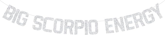 Big Scorpio Energy Banner, Scorpio Birthday Bunting Sign, Horoscope Astrology Theme Party Decorations, 12 Zodiac Theme Birthday Party Decorations Silver Glitter
