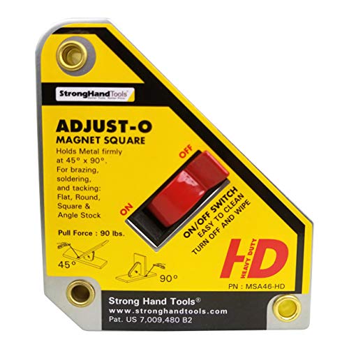 Strong Hand Tools, Heavy Duty, Adjust-O Magnet Square, On/Off Switches, Pull Force: 65 lbs, 4-3/8' x 3-3/4' x 1-1/8', MSA46-HD, Pack of 2