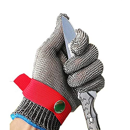 Guanti antitaglio in filo d'acciaio inossidabile， Guanti antitaglio, guanti , in maglia di ferro, da lavoro sicurezza for chef/macellai/facchini/carpentieri, for mano sinistra e destra(1PCS/XL)