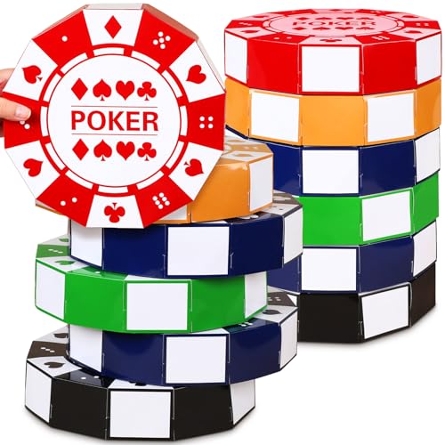 PullCrease 12 Pcs Poker Chip Favor Boxes 9 Inch Casino Theme Party Deco