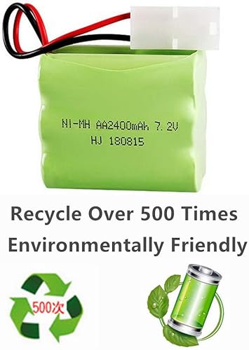 Miniatura 2 de Batería recargable Ni-MH de 7.2 V 2400 mAh AA con conector Tamiya estándar para RC Car RC Truck Electrodomésticos Paquete de 2 con cargador USB