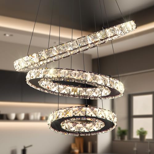 AstroLuominate Dimmable Crystal LED Chandelier(3000-6500K) for High Ceiling – Remote
