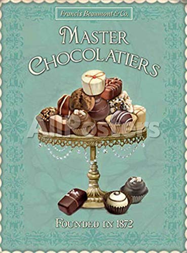 Master Chocolatiers Metal Sign Plaque Novelty Funny Farm Rustic Home Bathroom Parlor Kitchen Coffee Shop Bar Pub Garage Man Cave Wall Decor Wall Decor Poster Metal Sign 8X12 Inches