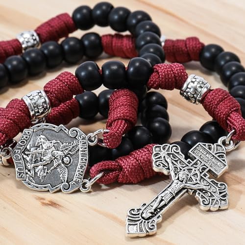 Nazareth Store St Michael Paracord Rosary Beads Rugged Rosary Necklace Strong Corded Catholic Pardon Crucifix - Image 3