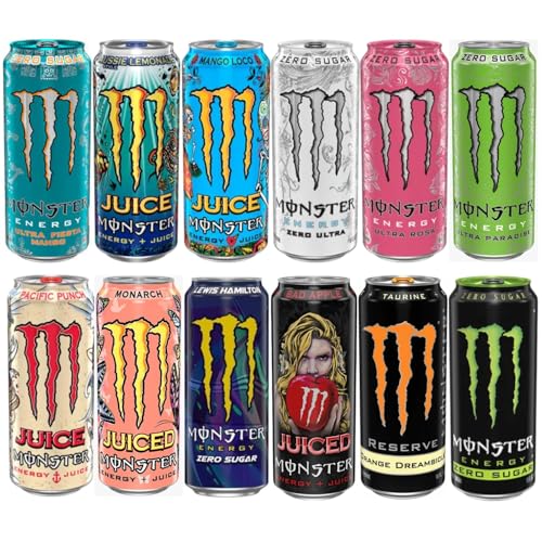 Image of Monster Energy Drink Variety Pack By Cougar, Zero Sugar and Juice Options, 12 Flavours Assortment (Imported-USA) Classic