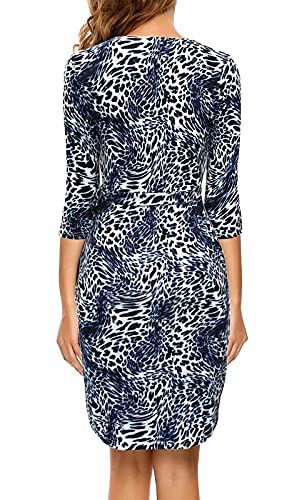 Image of Berydress Women's 3 /4 Sleeve V Neck Casual Party Work Faux Black Wrap Dress