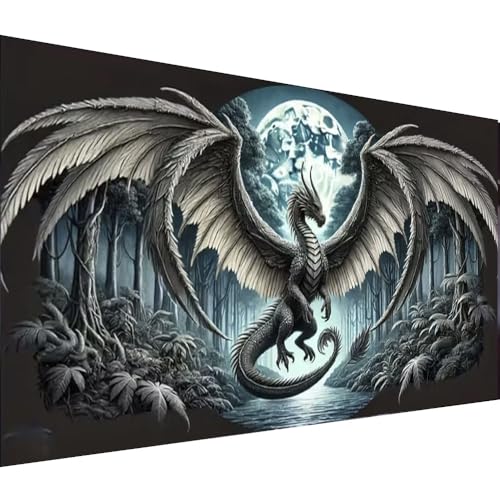 Fantasy Dragon 5D Diamond Painting Kits for Adults animal Landscape Diamond Mosaic Art DIY Full Round Diamond Embroidery Diamond Art Kits for Home Decor Large size 15.7x27.5 inches DIY Mosaic Art