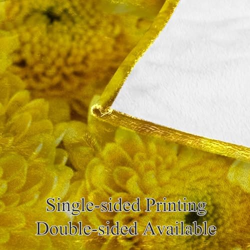 Couverture Polaire Fleur Jaune Plaid Chaud Doux Grand Format pour Divan Lit
