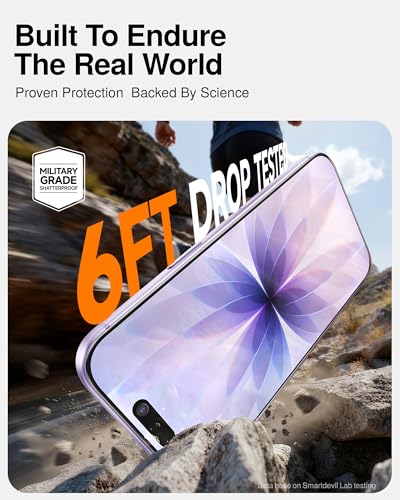 Image of SMARTDEVIL 2 Pack Tempered Glass for iPhone 17 Screen Protector, Military-Grade Shatterproof Protection, 9H Hardness, Fast & Easy Installation, Case Friendly Design
