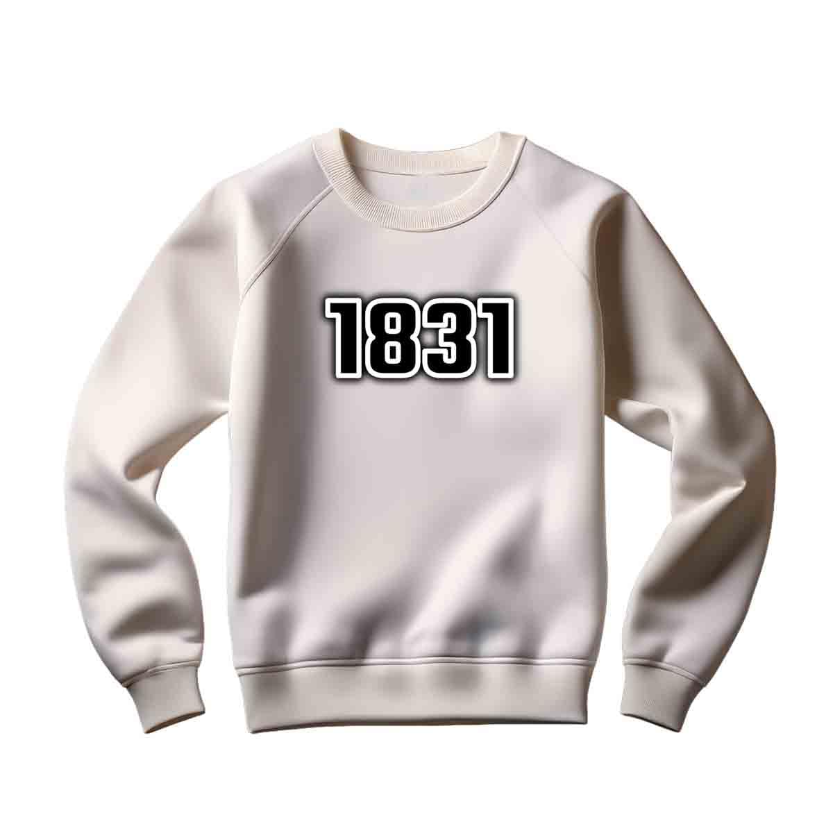Sweatshirt 1831 blanc coton mode urbaine pull col rond confortable