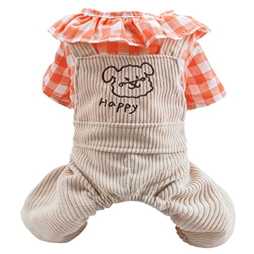 Sgqcar Dog Overalls Plaid Puppy Clothes Dog Jumpsuits For Small Dogs Happy Pet Costume Adorable Cat Outfit Teddy Yorkies Orange S #TOP10