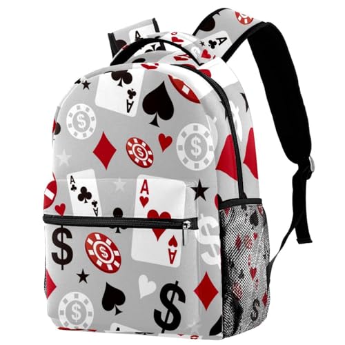 Sac de voyage décontracté et scolaire motif as de poker pour fille et garçon
