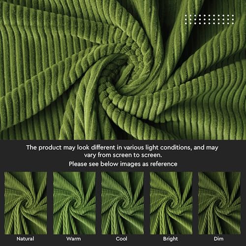 Image of Encasa XO Corduroy Fabric by the Meter, 59 inch Wide Premium 238 GSM Polyester Upholstery & Sewing Material, Soft Ribbed Military Green Fabric for Sofa /Cushion Covers, Trousers, Curtains & DIY Crafts