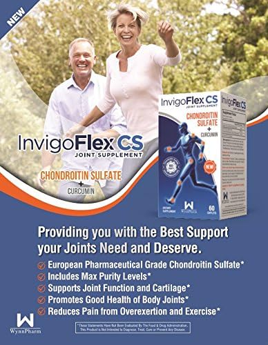 INVIGOFLEX® CS - Chondroitin Sulfate with Turmeric Curcumin Non GMO for Knee, Hand, Back & Hip Premium Joint Supplement
