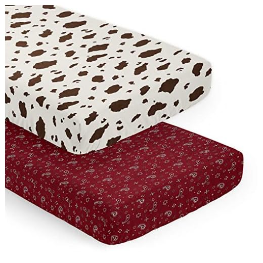 Sweet Jojo Designs Western Cow and Bandana Print Boy Girl Baby Fitted Crib Sheet Set Nursery Soft Infant Newborn Standard Mattress Toddler Bed Gender Neutral Southern Cowboy Country Wild West Animal