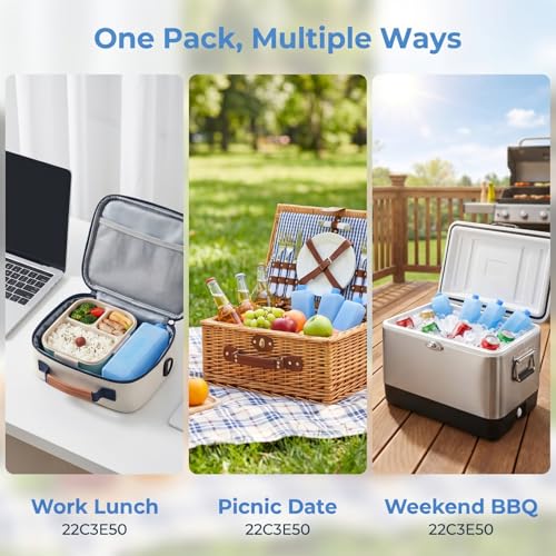 Image of Housoutil 12pcs Reusable Ice Packs, Ice Packs for Cooler Lunch Bags Breastmilk Storage Bottle Daily Use Freezer Air Conditioner Fan