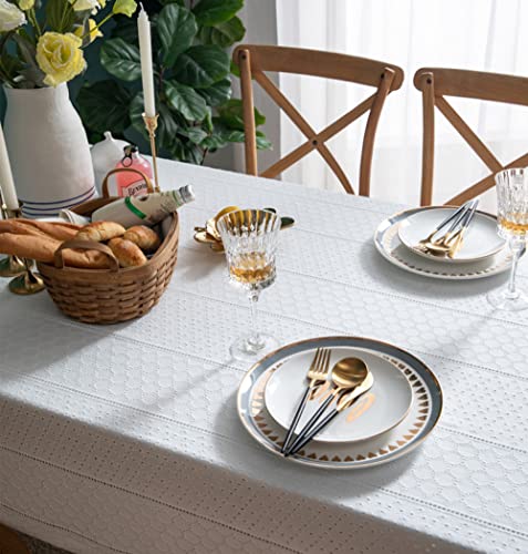 Nappe rectangulaire en dentelle blanche 90x90cm pour table de fête chic - 5