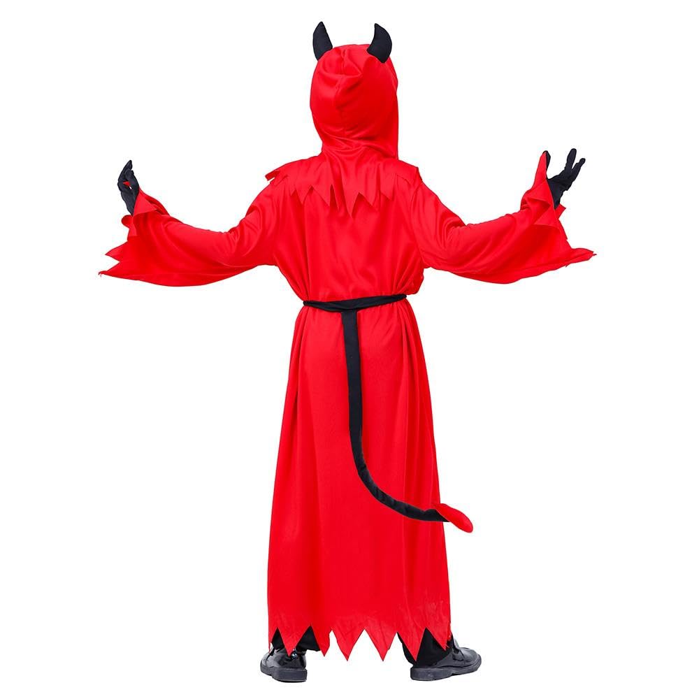 Lito Angels Red Devil Fancy Dress Up Set Halloween Costume with Mask, Demon Horns and Tail for Kids Boys Age 10-12 Years, L - Image 2