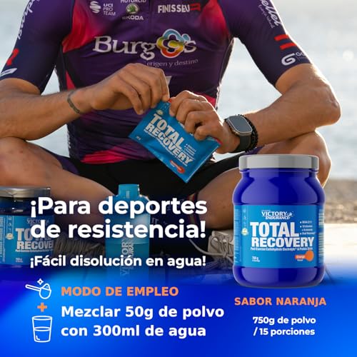 VICTORY ENDURANCE Total Recovery (750g) Sabor Naranja, Preparado Bebida Post-Entreno de Carbohidratos Electrolitos y Proteínas, Con BCAA 2:1:1, 12 Vitaminas y 9 Minerales, Recuperación Rápida - Imagen 5