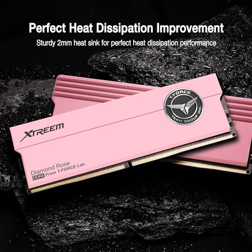 Image of TEAMGROUP T-Force XTREEM DDR5 Ram 48GB (2x24GB) 7600MHz PC5-60800 CL36 M-DIE Desktop Memory Module Ram for Intel XMP 3.0 & AMD Expo Compatible Pink FFPD548G7600HC36EDC01