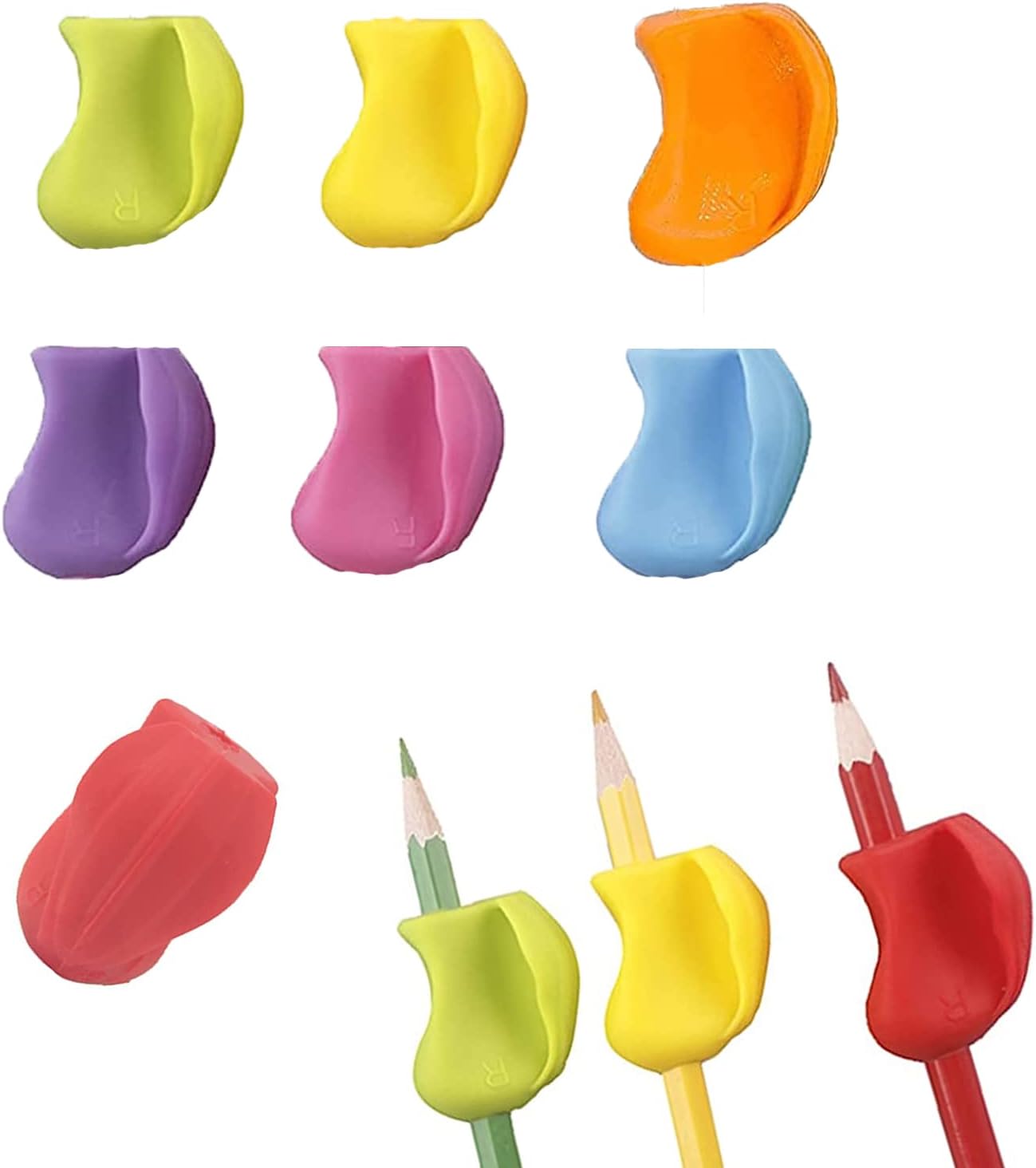 – 7Pcs Crossover Pencil Grips Pencil Grips for Children Silicone Ergonomic Posture Correction Writing Tool for Preschoolers, Adults, Lefty or Righty,Suitable for all Pencil Types(Multicolor)