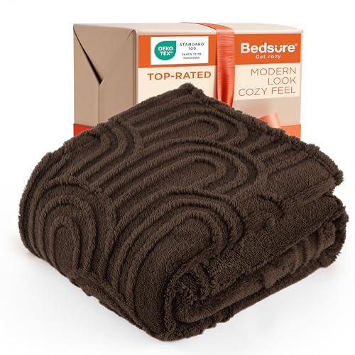 Bedsure GentleSoft Twin Blanket for Bed - Cozy Soft Blankets for Women, Cute Small Fleece Throws for Girls, Graduation Decorations Gift for Her Him School Dorm, Dark Brown, 60x80 Inches