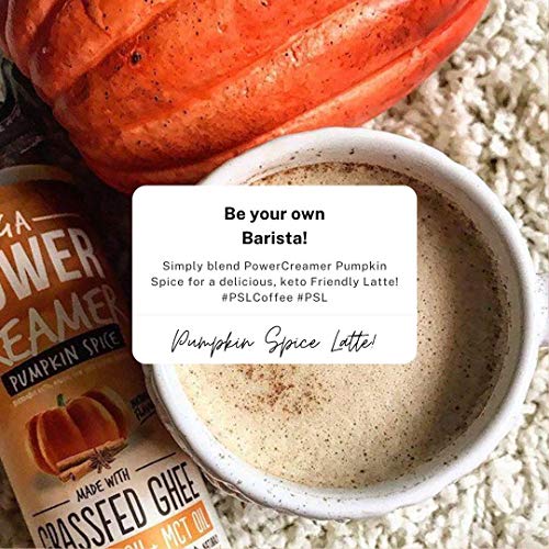 Omega PowerCreamer - Pumpkin Spice Keto Coffee Creamer - Grass-fed Ghee, MCT Oil, Organic Coconut Oil, Stevia Powder | Liquid Blend | Supports Weight Loss & Energy | Low Carb, Sugar Free (20 Servings)