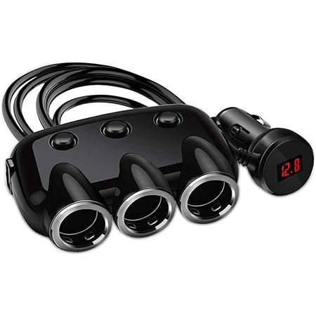 Amazon 3連シガーソケット分配器 大容量1w Usb充電ポート 2 合計3 1a 急速充電対応 車載用3連シガーポート デジタル電圧表示 個別スイッチ付 シガー機器の同時使用に シガー増設器 12 24v電源対応 Fmtcc2u3pnew ソケット分配器 車 バイク