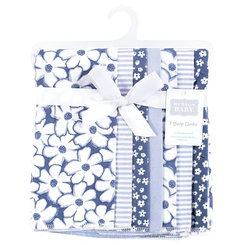 Image of Hudson Baby Unisex Baby Cotton Flannel Burp Cloths 7-Pack, Blue Cosmos, One Size