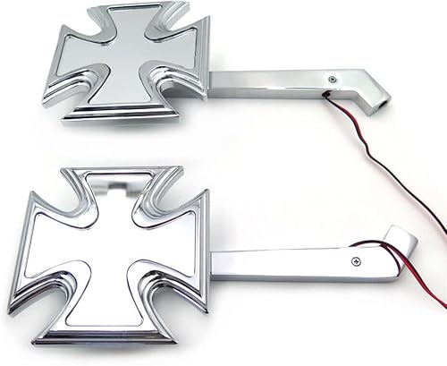 HTTMT - MT204+TTT003- Retrovisor LED de señal de giro de la motocicleta Espejos cruzados malteses compatibles con H-D Springer
