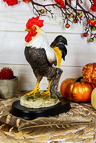 Ebros Black Breasted Rooster Statue With Base 7" Tall Proud Country Chicken Resin Sculpture In Vivid Colors #TOP6