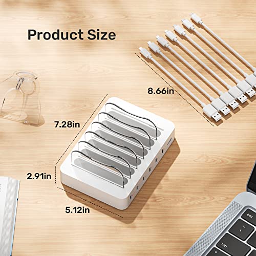 Unitek Fast Charging Station for Multiple Devices, 60W 6 Ports Charging Dock with QC 3.0, USB Charging Station Organizer with 7 Short Charging Cables for Phones, Tablets, and Other Electronics - Thumbnail 7