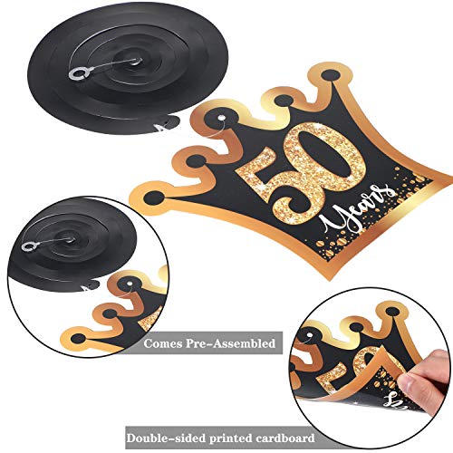 Blulu 50th Birthday Party Foil Hanging Swirls Decorations Ceiling Glitter Celebration 50th Hanging Swirls Cutouts Ornaments for Men Women 50 Years Old Party Supplies, 30 Pcs