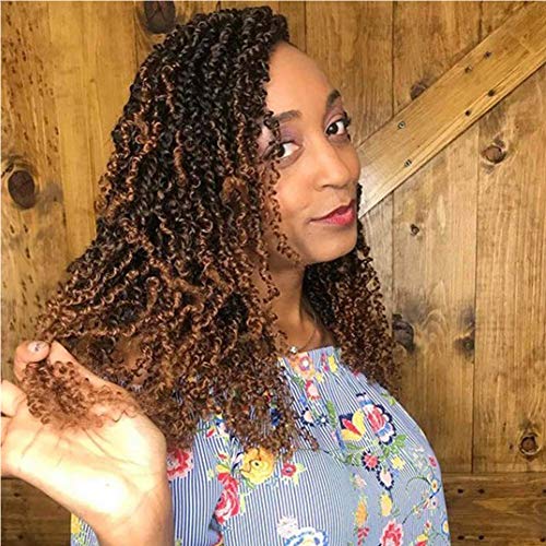 6 paquetes de cabello pretorsionado Spring Twist Hair, 14 pulgadas pequeño pre-retorcido Passion Twist Crochet Hair, Synthetic Bomb Twist Crochet Hair (T30)