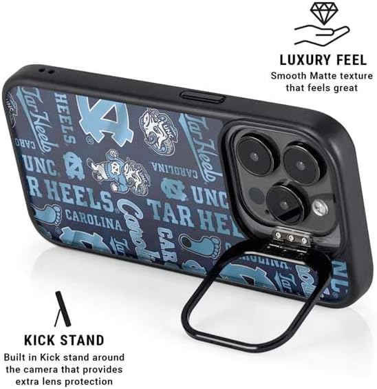 Skinit Kickstand Phone Case Compatible with iPhone 15 Pro Max - Officially Licensed University of North Carolina Tar Heels Design