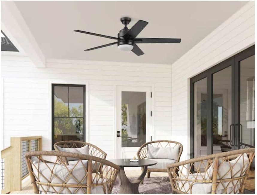 Harbr.Breeze Flanagan III ceiling fan installed on an outdoor patio