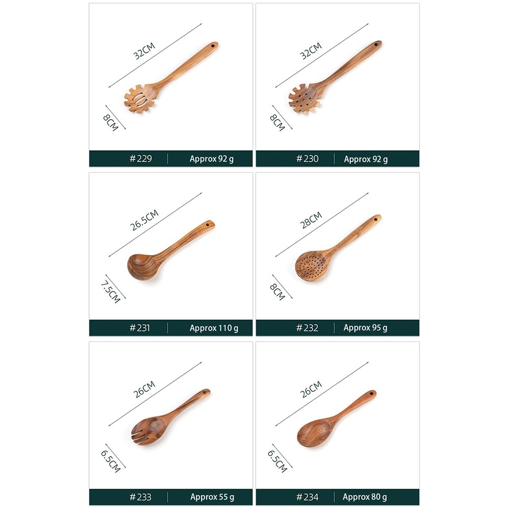 Kochlöffel-Set Aus Holz, Kleines Küchenhelfer-Set Aus Holz, Langer Holzspatel, Ungiftige Holzlöffel, Spülmaschinenfester Holzspatel Aus Teakholz, Langer Griff Aus Teakholz
