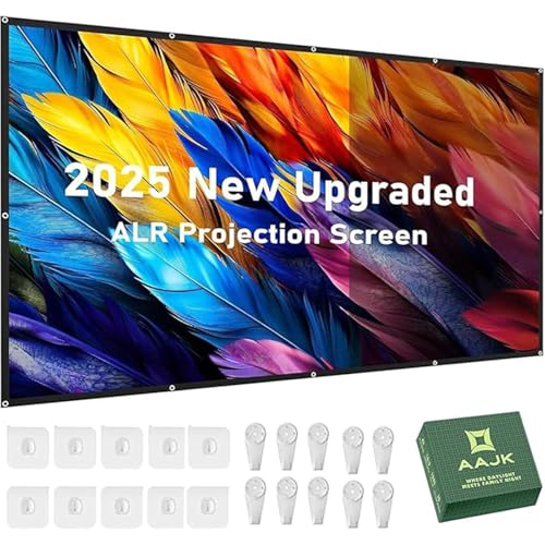 Image of AAJK Alr Outdoor Projectior Screen, 4K Movie Projector Screen 16:9 HD Foldable Anti-Crease Portable Projector, Movies Screen for Home Theater Outdoor Indoor