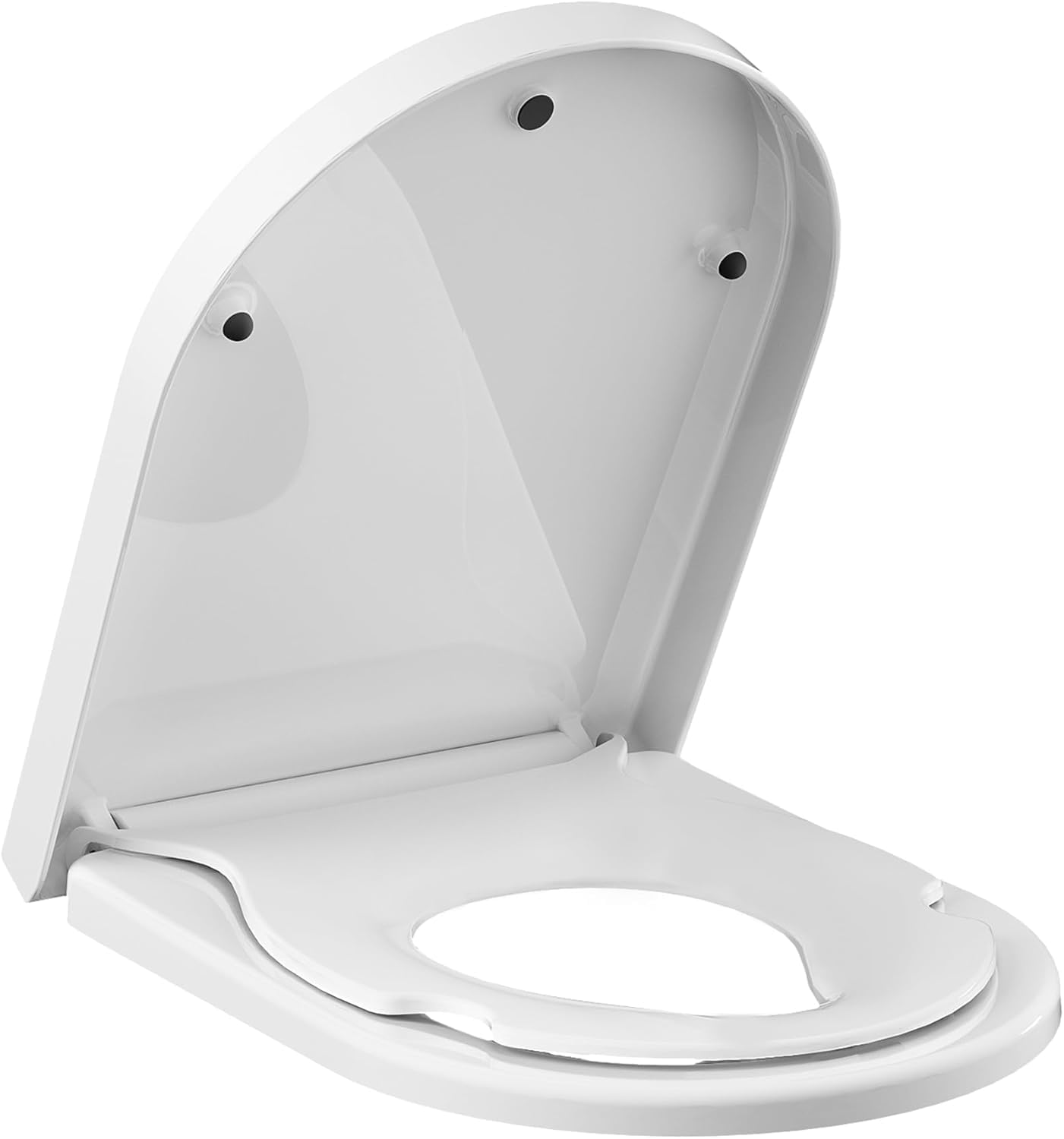GarveeLife WC-Sitz D-Form mit Absenkautomatik & integriertem Kindersitz - UF Duroplast, Quick-Release, verstellbare Scharniere, einfache Reinigung, für gewerbliche Toiletten - European large D fully