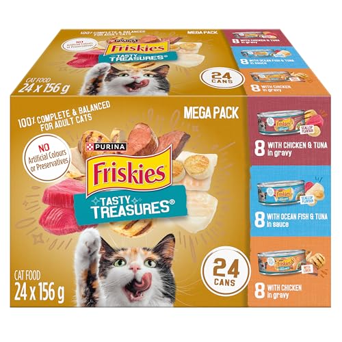 Friskies Tasty Treasures Wet Cat Food, Poultry & Fish Combo Variety Pack 3 Flavours - 156 g Can (24 Pack) image 1