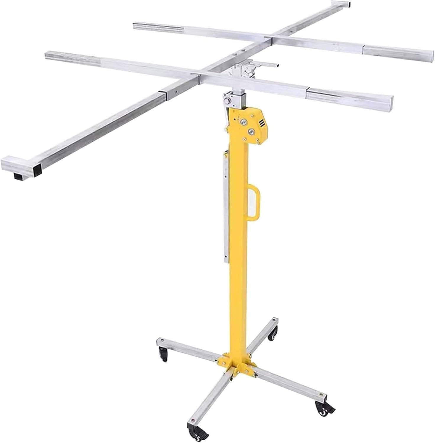 MANYOUYOU 3 in 1 Drywall Lift, Heavy-Duty 110 Lbs Sheetrock Hoist with Adjustable Telescoping Arm, Lockable Wheels, Manual and Electric Dual Purpose, For Ceiling & Wall Installation 3.5m