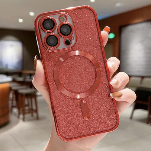 Housse antichoc iPhone 14 Pro magnétique avec protection objectif photo rouge